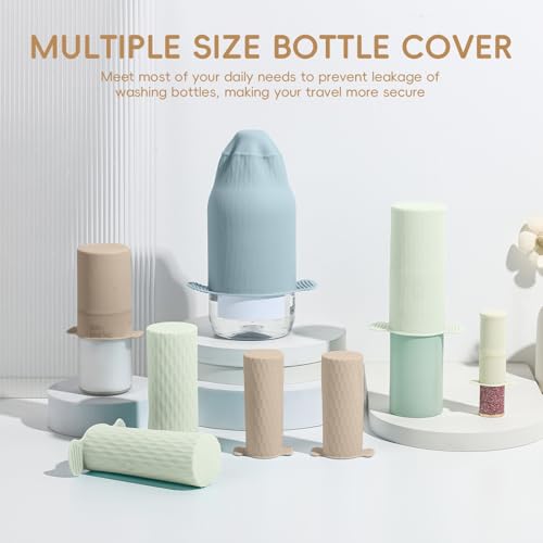 Bottle Covers for Travel, Leak Proof Elastic Sleeves, Travel Size Container Covers, Holiday Essentials for Women, Multiple Sizes Cover Suit for Various liquids Toiletries Bottles (8pcs) - Image 2