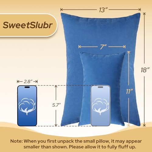 Small Travel Pillows - 2 Pack, 7"x11" Mini Neck Pillow for Airplane & Long Flight, Machine Washable Headrest for Nap & Sleeping, Portable Soft Tiny Cushion for Lumbar, Knee, Ankle (Blue) - Image 2