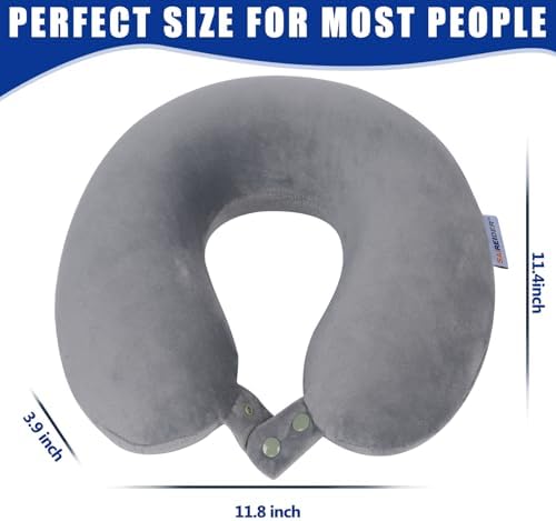 SAIREIDER Travel Pillows for Sleeping Airplane 100% Pure Memory Foam Neck Pillow for Airplanes Washable Cover(Grey) - Image 6
