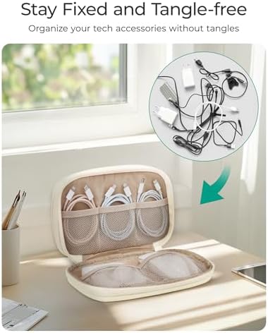 BAGSMART Electronics Organizer Travel Case, Cord Organizer for Women, Travel Cable Bag (Beige) - Image 2