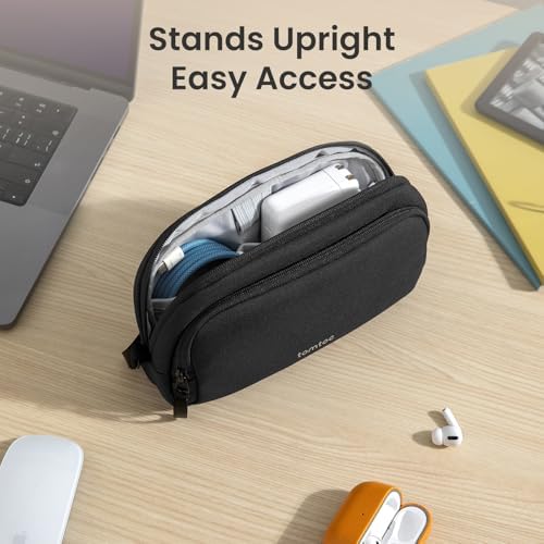 tomtoc Electronic Organizer Travel Case, Water Resistant Dual Compartment Tech Pouch Cable Organization Storage Bag for Charger, Cord, Phone, Hard Drive, Power Bank, Accessories Travel Essentials - Image 3