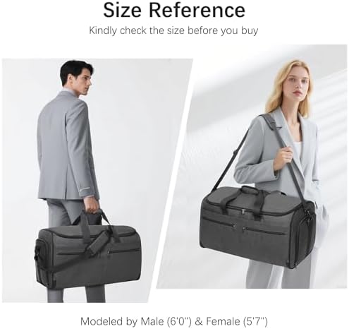 Garment Duffle Bags for Travel, Bukere Convertible Carry on Garment Duffel Bag for Men Women, Shoe Compartment, 2 in 1 Hanging Dress Suitcase Suit Travel Bags, Midnight Grey - Image 8