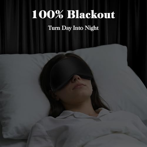 3D Eye Mask Sleep Mask for Men & Women, 100% Pressure-Free & Light Block-Out Eye Mask for Sleep with Easy Adjustable Strap, Night Eye Cover for Travel, Black - Image 2