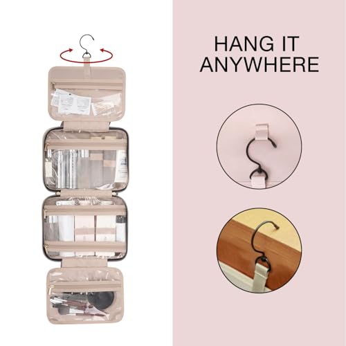 BAGSMART Large Toiletry Bag Travel Bag with Hanging Hook, Water-resistant Makeup Cosmetic Bag Travel Organizer for Accessories, Shampoo, Full Sized Container, Toiletries - Image 3