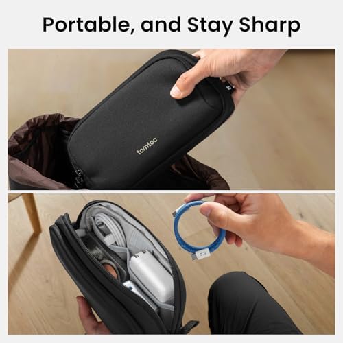 tomtoc Electronic Organizer Travel Case, Water Resistant Dual Compartment Tech Pouch Cable Organization Storage Bag for Charger, Cord, Phone, Hard Drive, Power Bank, Accessories Travel Essentials - Image 10