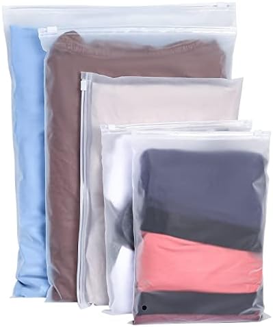 30 Pcs Clothes Packaging Bags Plastic Packing Bags Reusable Zip Clothing Bag Travel Storage Bags Frosted Waterproof Organizers Pouch for Clothes Shipping Shoes Cosmetics Travel Essentials