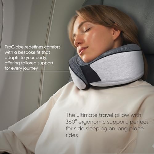 Proglobe Travel Neck Pillows for Airplanes, Sleeping Essentials for Long haul Flights, 360° Head Support, Car and Airplane Kit with 3D Contoured Eye Mask, Earplugs and Luxury Mesh Bag (Adult, Grey) - Image 6