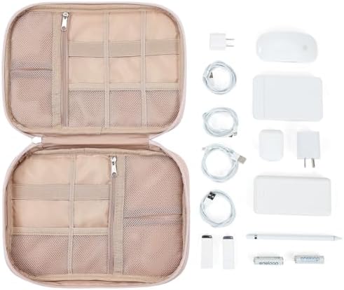 NISHEL Travel Cord Organizer Case, Tech Electronic Bag, Essentials for Charger, Cable, Phone, Hard Drive, USB, SD Card, Pink - Image 5