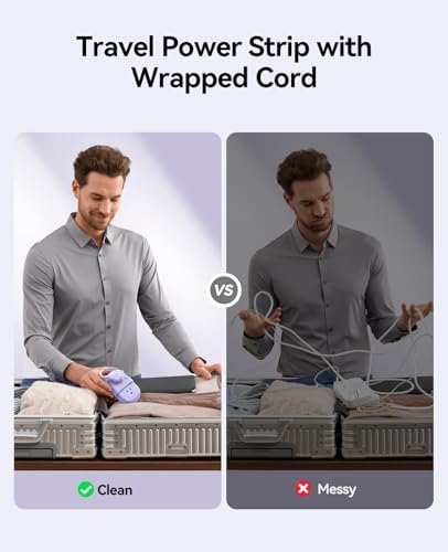 ORICO 4FT Purple Travel Power Strip with 4 AC Outlets, 2 USB-A Ports, and 1 USB-C Port, 45° Flat Plug Extension Cord with Non Surge Protector for Travel/Home/Dorm/Office-AP3 - Image 5