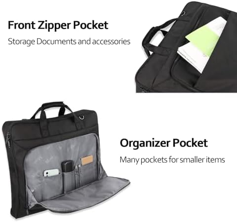 MATEIN Garment Bag for Travel, Large Carry on Garment Bags with Strap for Business, Waterproof Hanging Suit Luggage Bag for Men Women, Wrinkle Free Suitcase Cover for Shirts Dresses Coats, Black - Image 5