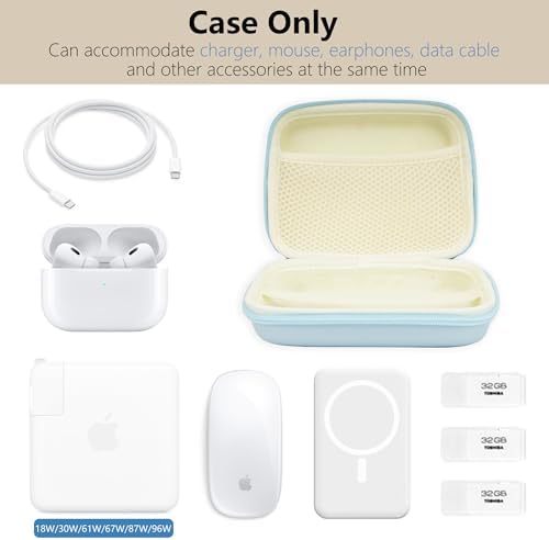 Charger Case for Macbook, Portable Tech Electronic Organizer Bag,Travel Storage Pouch for Laptop Accessories, MacBook Power Adapter, Charging Cords, USB Drives, Power Bank (Blue, L) - Image 5