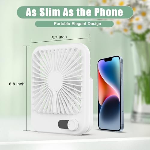 Travel Fan for Sleeping, 6.8" Small Portable Fan Rechargeable Battery Powered, 100 Speeds Personal Mini Desk Fan for Office Bedroom, Cruise Ship Beach Vocation Travel Essentials, White - Image 4