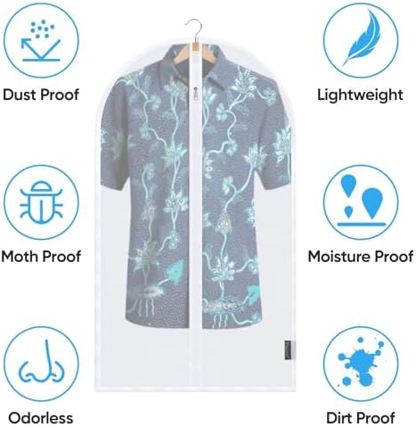 BALEINE 60'' Translucent Garment Bags, 6 Packs PEVA Dress Bag for Closet Clothes Dresses Suit Coats Storage (White, 6PK) - Image 3