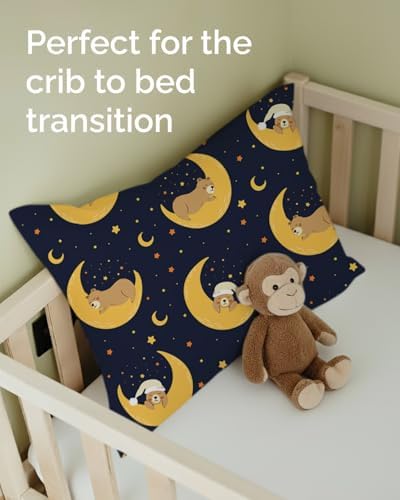 Toddler Pillow with Bear Pillowcase - 13x18 Small Kids Pillow for Sleeping, Travel, Car, Nursery & Toddler Bed - Fluffy, Soft and Breathable - Ideal for Crib & Cot - Machine Washable - Ages 2 and Up - Image 5