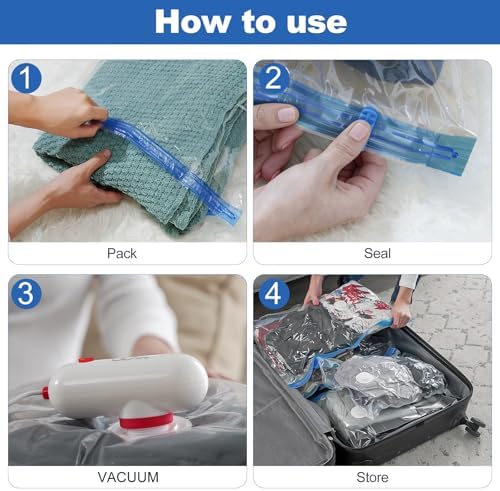 VMstr 12 Pack Travel Vacuum Storage Bags with USB Electric Pump, Compression Bags for Travel, Space Saver for Clothes and Clothing - Image 8