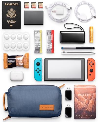 TRIPPED Travel Gear Tech Bag Organizer - Small Electronics Organizer Pouch for Travel - Premium Travel Case with Leather Accents - Mesh Pocket for Cables, Cords and Chargers (Navy) - Image 2