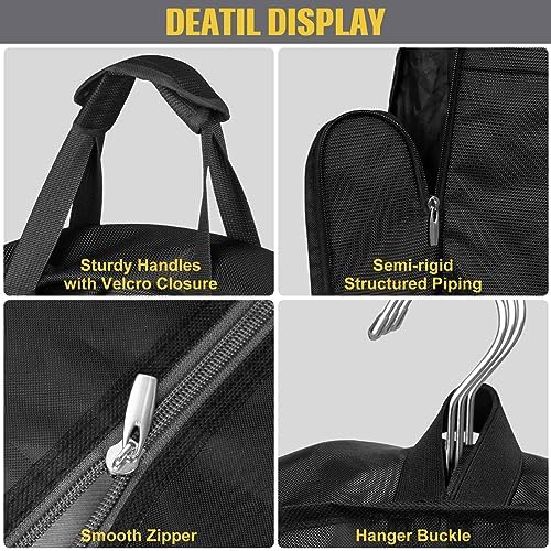 SLEEPING LAMB Heavy Duty Garment Bag for Travel, 43''Waterproof Suit Bag for Men Travel and Foldable Carry On Garment Bag for Hanging Clothes with Large Pocket in Business Trip, Black - Image 6