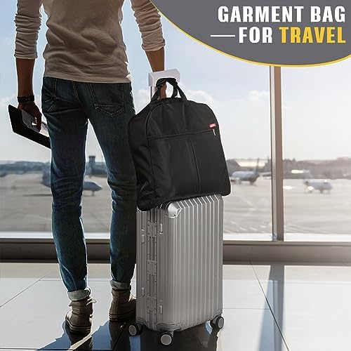 SLEEPING LAMB Heavy Duty Garment Bag for Travel, 43''Waterproof Suit Bag for Men Travel and Foldable Carry On Garment Bag for Hanging Clothes with Large Pocket in Business Trip, Black - Image 2