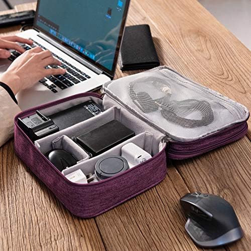 SELLYFELLY Electronic Bag Travel Cable Accessories Bag Waterproof Double Layer Electronics Organizer Portable Storage Case for Cable, Cord, Charger, Phone, Adapter, Power Bank, Kindle, Hard Drives - Image 7