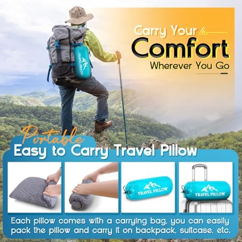 Travel Pillow for Sleeping Camping, Memory Foam Small Pillow with Breathable Cover for Backpacking, Airplane, Car (15.5 X 12 Inch) - Image 5