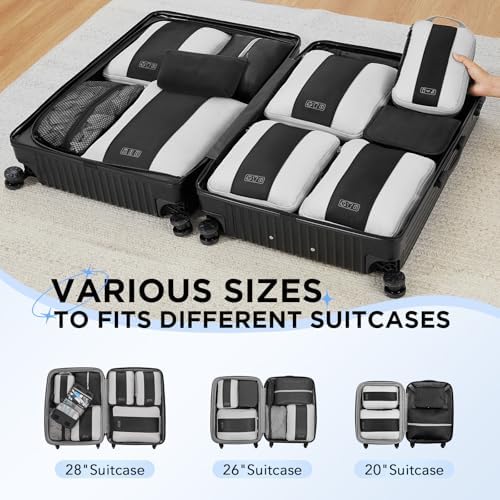 10 Set Compression Packing Cubes for Travel Essentials,Compressible Expandable Packing Cubes for Suitcase,OlarHike Luggage Organizer Bags for Travel,Handy Helper for Organizing Clothes(Black) - Image 8