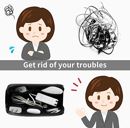 Small Electronics Organizer Travel Case – Slim Travel Cable Pouch for Small Tech Accessories, Cords, Chargers, Earbuds – Lightweight Mini Tech Bag for Backpack, Business, Travel (Blue) - Image 4