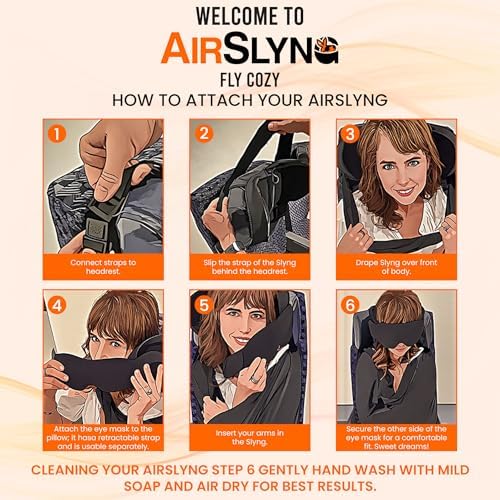 3-in-1 Airplane Sleep Support System - Integrated Plane Sleeping Accessories with Memory Foam Long Haul Flight Pillow, Adjustable Travel Eye Mask, and Blanket-Like Body Sling - Fits in Carry On - Image 3