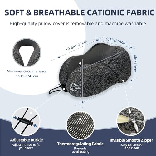 Travel Pillow with Extra Large Hood for Airplane Long Flights Privacy and Comfort Memory Foam with Skin-Friendly Cover for Road Trip Head&Neck Support for Plane Office Cars Sleeping & Rest (Grey) - Image 6