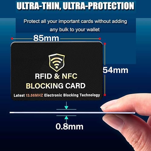 SaiTech IT 5 Pack RFID Blocking Card, One Card Protects Entire Wallet Purse, NFC Contactless Bank Debit Credit Card Protector ID ATM Guard Card Blocker–(Black) - Image 2