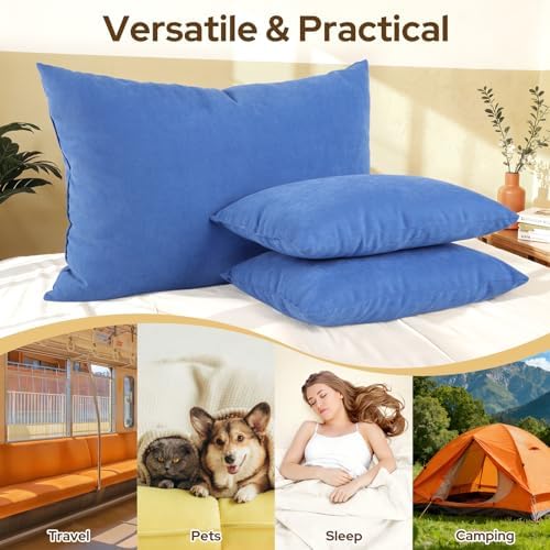 Small Travel Pillows - 2 Pack, 7"x11" Mini Neck Pillow for Airplane & Long Flight, Machine Washable Headrest for Nap & Sleeping, Portable Soft Tiny Cushion for Lumbar, Knee, Ankle (Blue) - Image 7