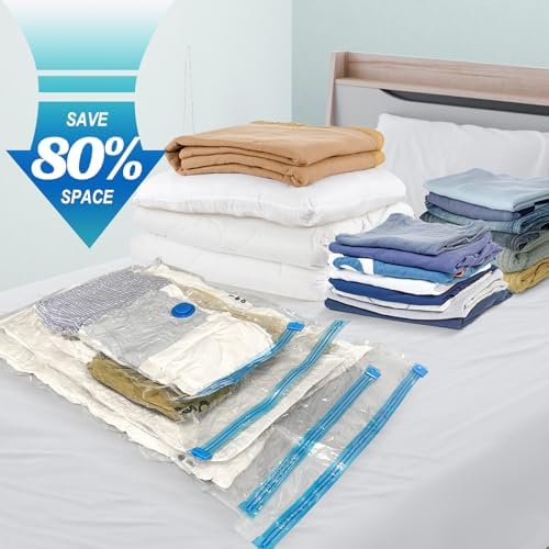 Vacuum Storage Bags with Hand Pump, Plastic Packaging Bags, 80% Space Saver Vacuum Seal Bags for Clothing, Travel Lugggage, Blankets, Comforters, 20 Combo - Image 2