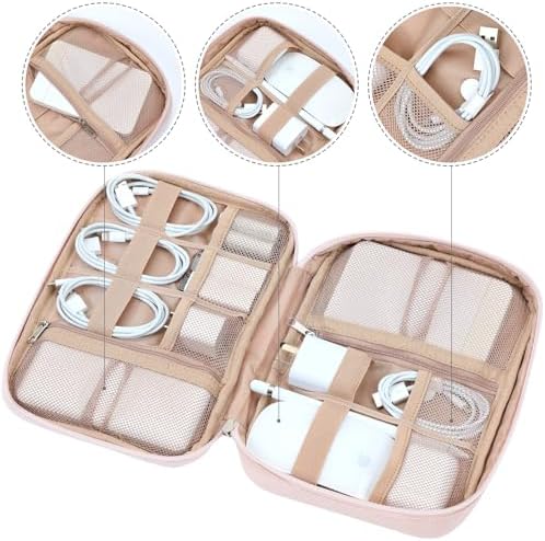 NISHEL Travel Cord Organizer Case, Tech Electronic Bag, Essentials for Charger, Cable, Phone, Hard Drive, USB, SD Card, Pink - Image 3