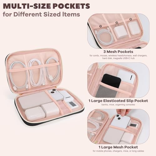 Electronics Organizer Travel Case, Charger Bag Cord Organizer Travel, Compact Tech Pouch Cable Organizer Bag for Charger, Cords, Phone, Headphones, Flash Drive, SD Card (Black, Small-Single Layer) - Image 2