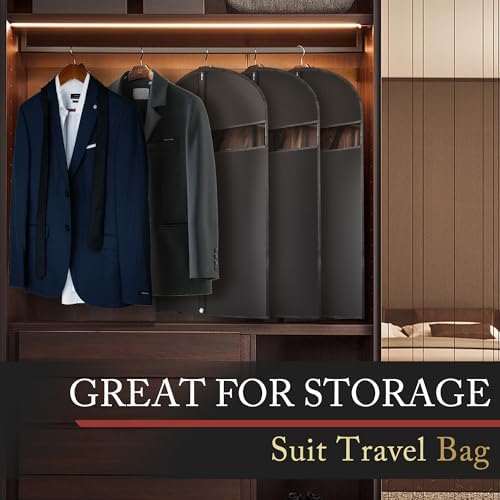 5 Pack 40-inch Suit Bag Garment Bag for Travel and Storage, Garment Bags for Hanging Clothes with Zipper and Visible Transparent Window, Black - Image 7