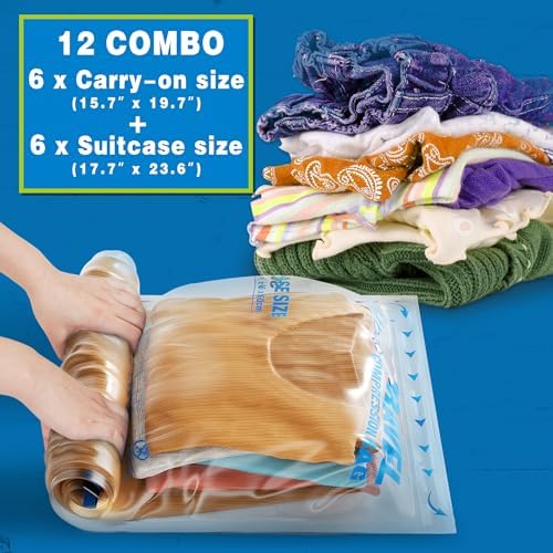 12 Compression Bags for Travel Essentials, Vacuum Packing Space Saver Bags for Cruise Accessories (12-Travel) - Image 2