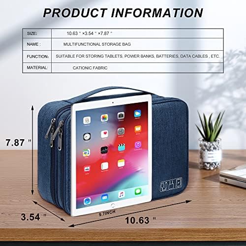 SELLYFELLY Electronic Bag Travel Cable Accessories Bag Waterproof Double Layer Electronics Organizer Portable Storage Case for Cable, Cord, Charger, Phone, Adapter, Power Bank, Kindle, Hard Drives - Image 2