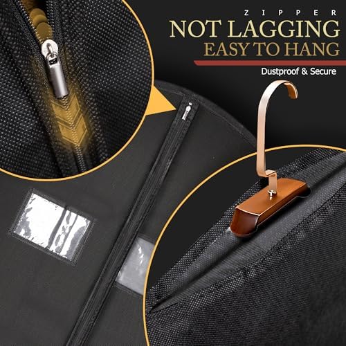 5 Pack 40-inch Suit Bag Garment Bag for Travel and Storage, Garment Bags for Hanging Clothes with Zipper and Visible Transparent Window, Black - Image 6