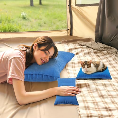 Small Travel Pillows - 2 Pack, 7"x11" Mini Neck Pillow for Airplane & Long Flight, Machine Washable Headrest for Nap & Sleeping, Portable Soft Tiny Cushion for Lumbar, Knee, Ankle (Blue) - Image 5