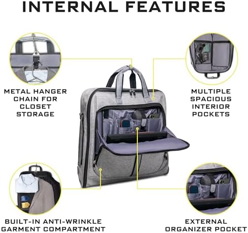 Premium Suit Garment Bag Carry On - Hangs 4 Suits - Travel & Business with Shoulder Strap and Laptop Compartment - Image 7