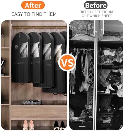 Suit Garment Clothes Travel Bag: 43 inch Lightweight Foldable Black Short Fabric Breathable - Hanging Storage Cover Pockets Zipper for Men - Wardrobe Carry Coat Jacket Uniform Tuxedo Shirt - Image 7