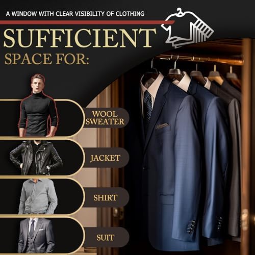 5 Pack 40-inch Suit Bag Garment Bag for Travel and Storage, Garment Bags for Hanging Clothes with Zipper and Visible Transparent Window, Black - Image 8