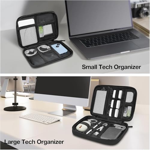 MATEIN Cord Organizer Travel Case 2 Pack, Water Resistant Tech Organizer Pouch for Small Electronic Accessories, Portable Electronics Case Carrying Bag for Cable, Changer, Earphone & Power Bank - Image 7