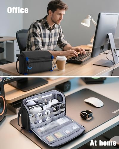 Electronics Organizer Travel Case, Water Resistant Tech Bag Charger Pouch for Cord, Cable, Cards, Phone, Airpods, Black - Image 6