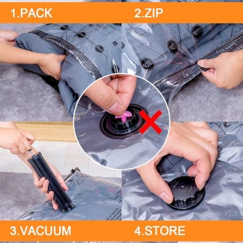 GONGSHI Vacuum Storage Bags, Space Saver Seal Bags For Clothing, Blankets, Comforters, Pillows, Clothes Storage,Travel Luggage,24 Combo-EPUMP - Image 4