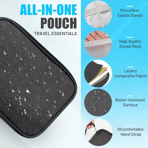 Travel Cable Organizer Bag, Electronics Organizer Tech Pouch with Double Layers for Cords, Chargers, Phone, Earphones, USBs, SD Cards - Travel Essentials Portable Waterproof Tech Pouch - Image 4