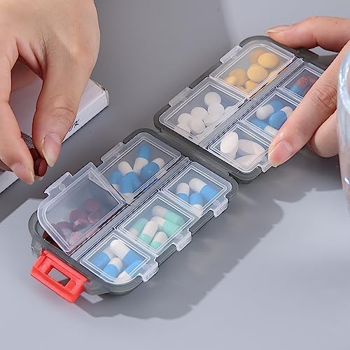 1Pack Travel Pill Organizer - 10 Compartments Pill Case, Compact and Portable Pill Box, Perfect for On-The-Go Storage, Pill Holder for Purse Gray - Image 4
