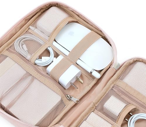 NISHEL Travel Cord Organizer Case, Tech Electronic Bag, Essentials for Charger, Cable, Phone, Hard Drive, USB, SD Card, Pink - Image 4