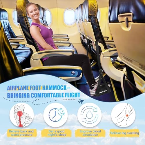 Airplane Foot Hammock, No Collapse Foot Rest for Plane Travel with Extended Adjustment Strap, Portable Desk Foot Hammock with Thickened Foam, Foot Sling Travel Essentials to Relax Your Feet - Image 5