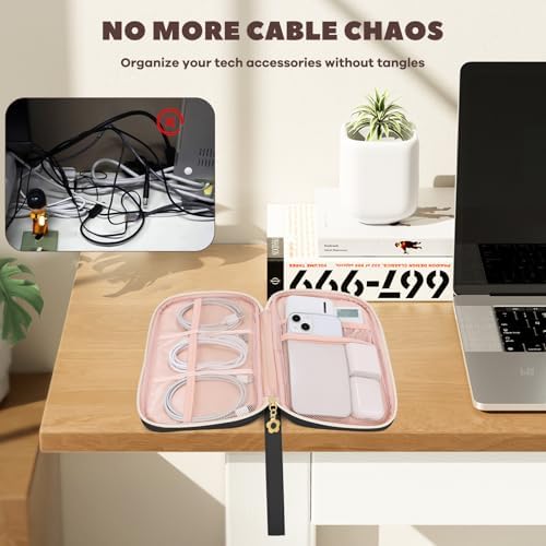 Electronics Organizer Travel Case, Charger Bag Cord Organizer Travel, Compact Tech Pouch Cable Organizer Bag for Charger, Cords, Phone, Headphones, Flash Drive, SD Card (Black, Small-Single Layer) - Image 5