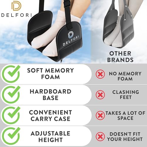 Portable Airplane Footrest for Airplane Travel - Comfortable Foot Hammock w/Memory Foam & Hardboard for No Feet Clashing - Ideal for Pain and Swelling Relief - Travel Essentials to Relax Your Feet - Image 4
